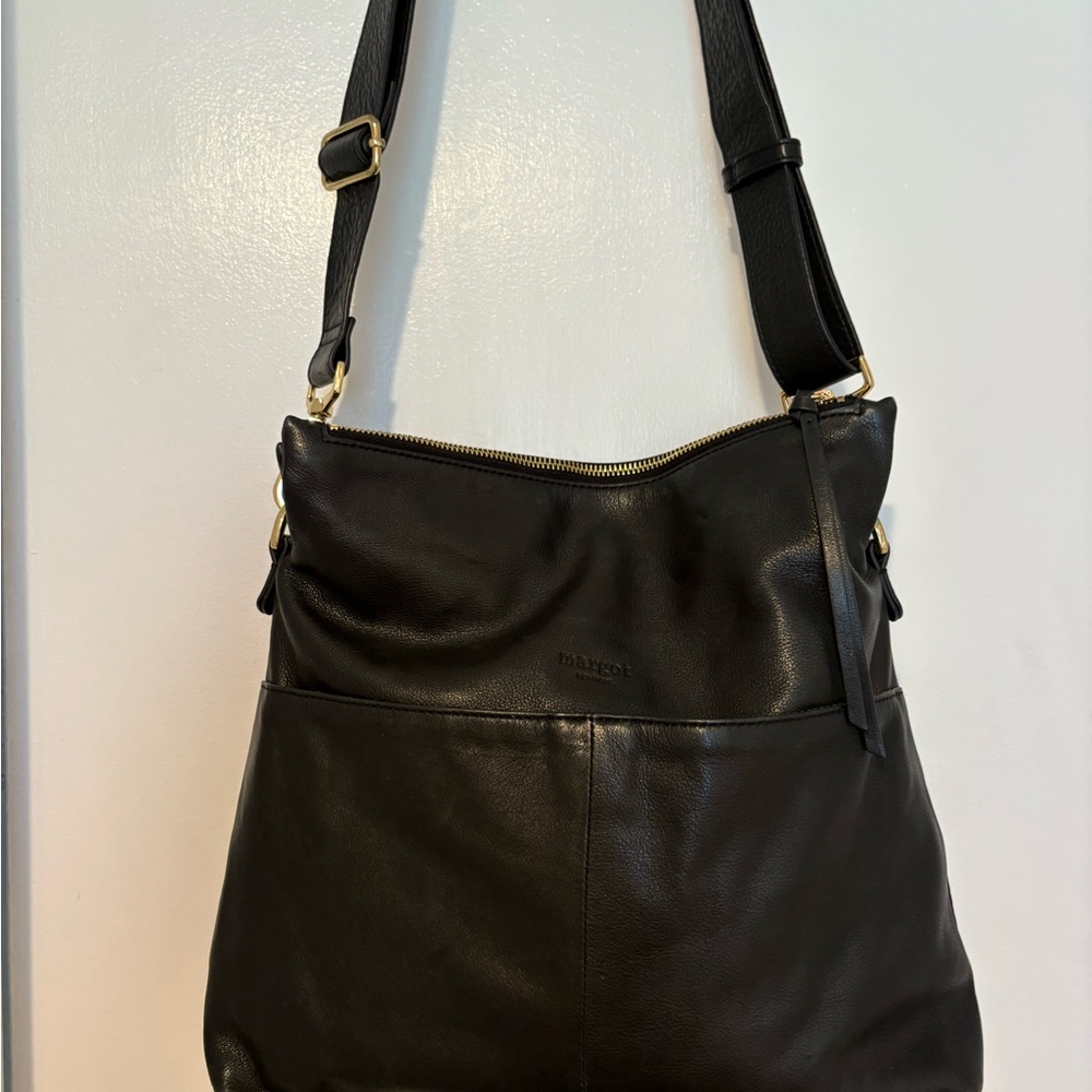 Margot Black Leather Shoulder Bag